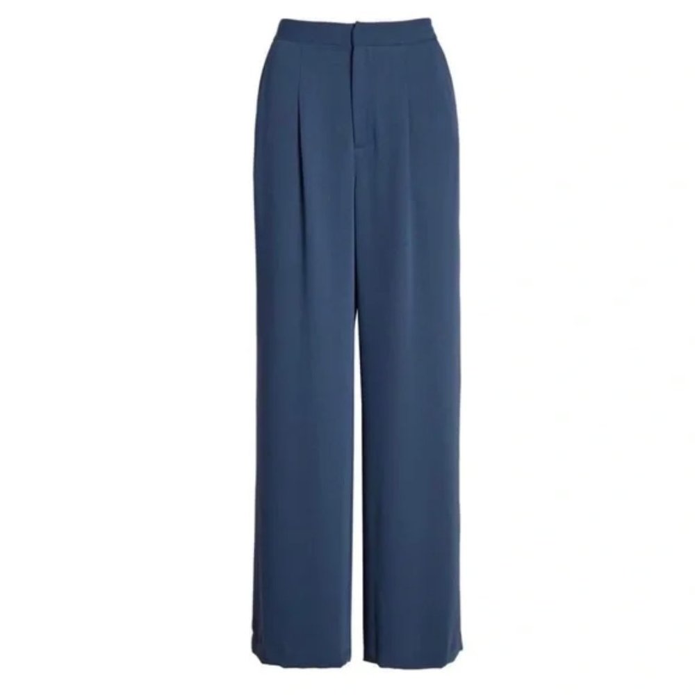 High Waist Wide Leg Trouser Pant - Relaxed fit, Something Navy XS